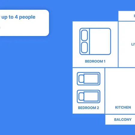 Apartmán H2 With 3,5 Rooms, 2br, Living And Kitchen, And Quite